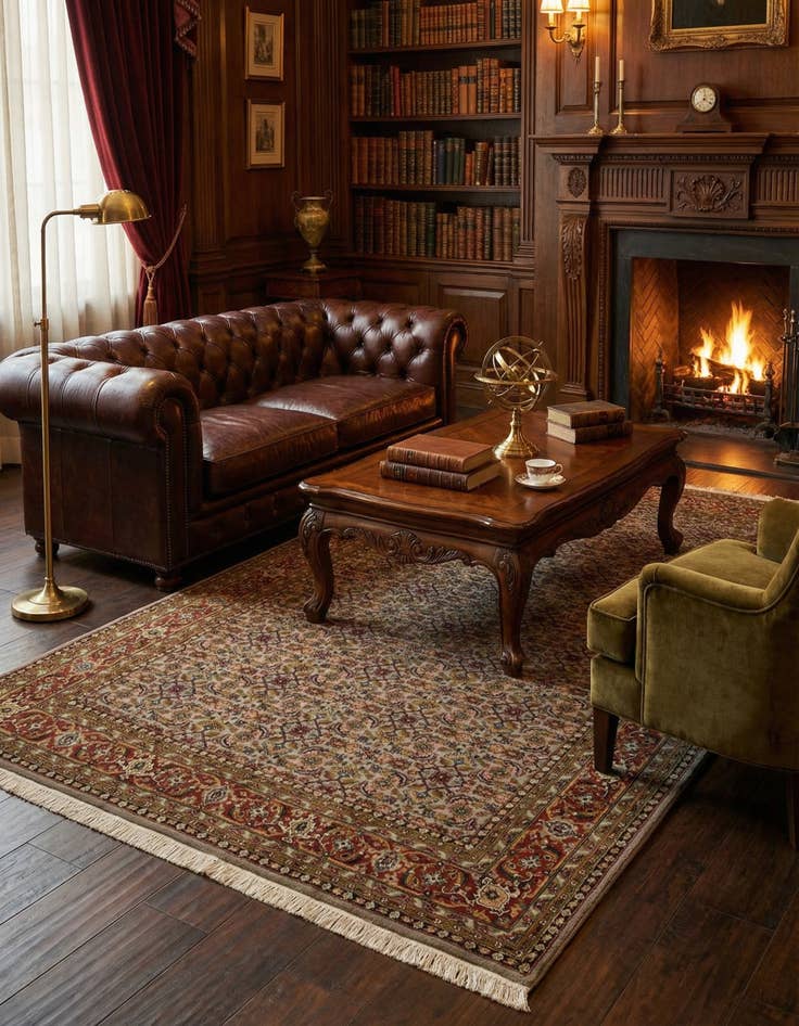 Detail image of 6' 5 x 9' 10  Hand Knotted Farahan Wool Rug