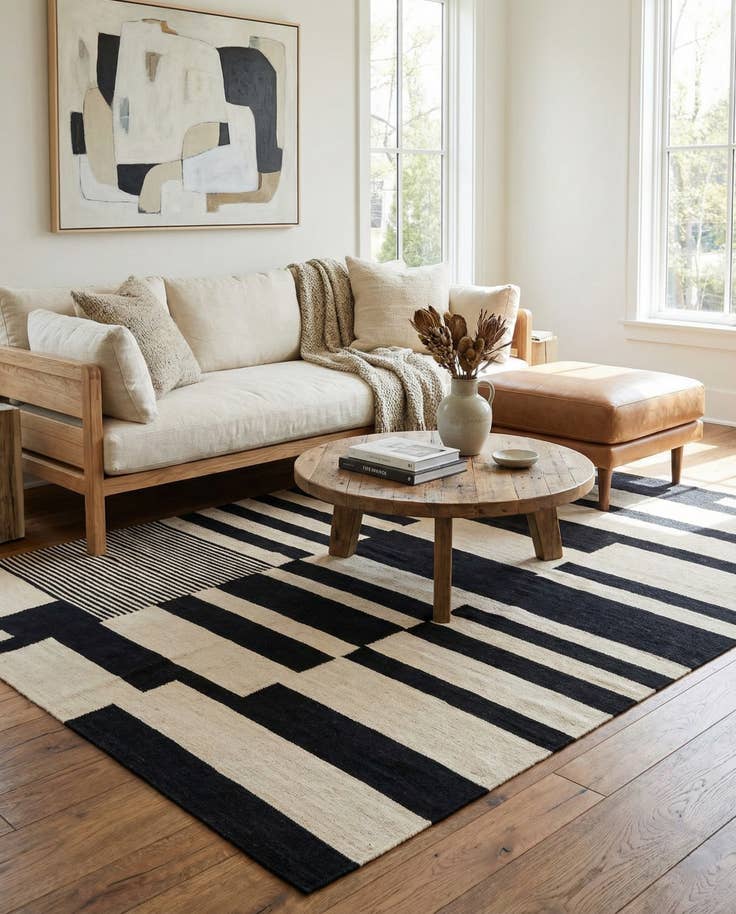 Detail image of 5' 8 x 7' 9 Hand Woven Kilim Modern Wool Rug