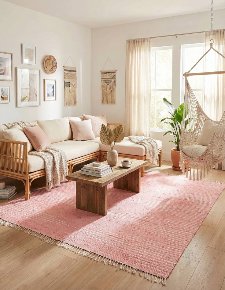 Detail image of 10' x 10'  Hand Woven Chindi Cotton Square Rug