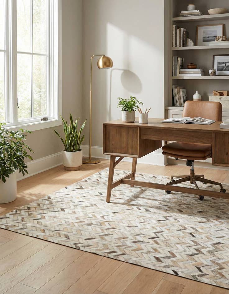 Detail image of 4' 8 x 6' 8 Cowhide Stocks Rug