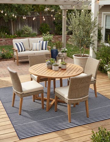 Navy Blue Easy-Clean Sabrina Soto Indoor / Outdoor Square Rug