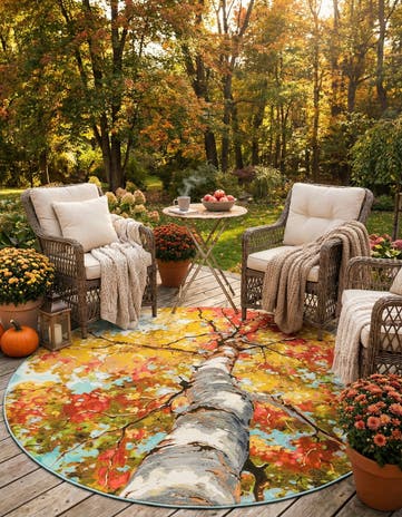 10' x 10' Easy-Clean Botanical Indoor / Outdoor Round Rug