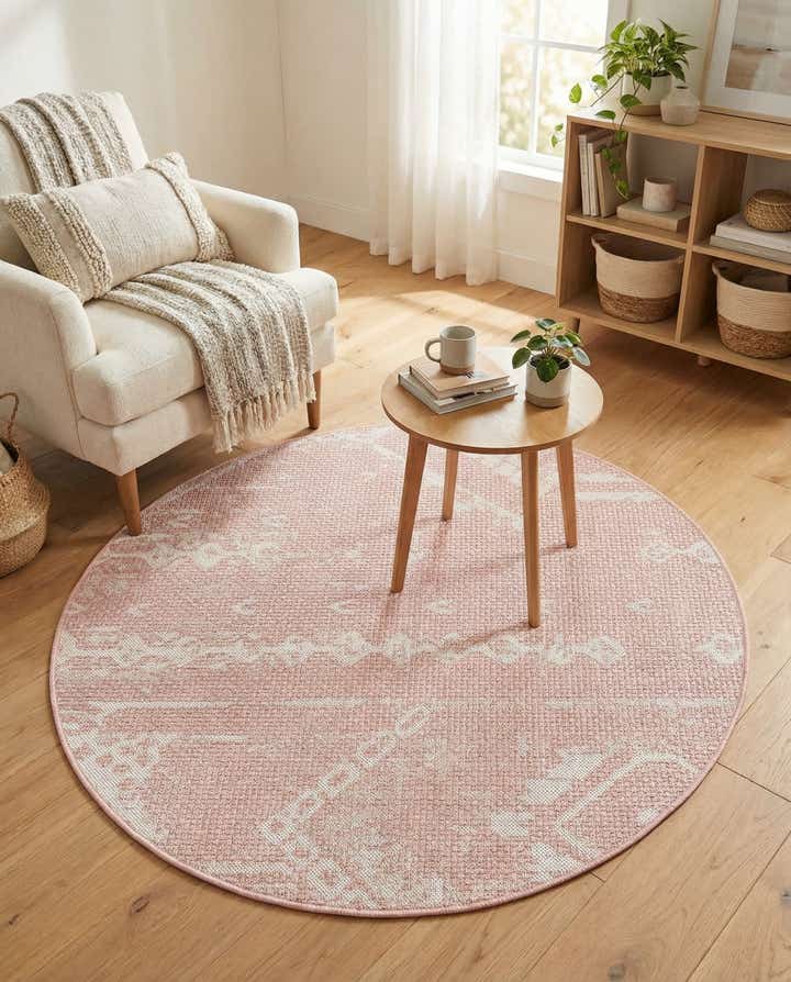 4' x 4' Easy-Clean Bohemian Indoor / Outdoor Round Rug