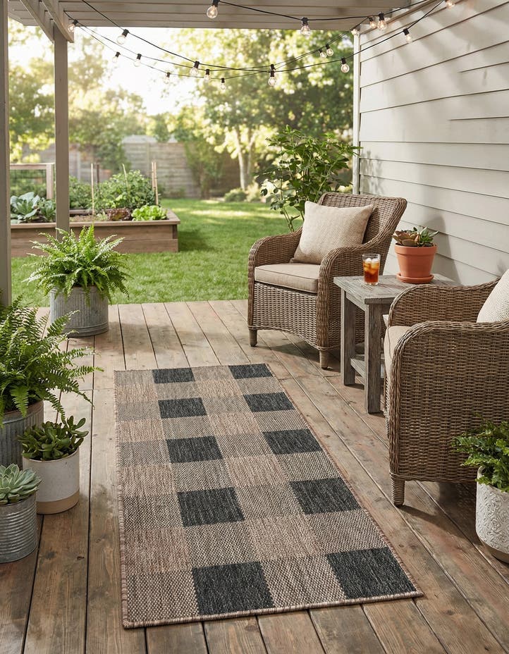 2' x 5' 3 Easy-Clean Checkered Indoor / Outd...