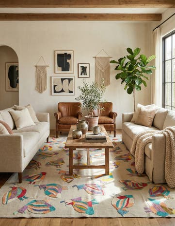 5' 4 x 7' 2 Hand Woven Kilim Suzani Wool Rug