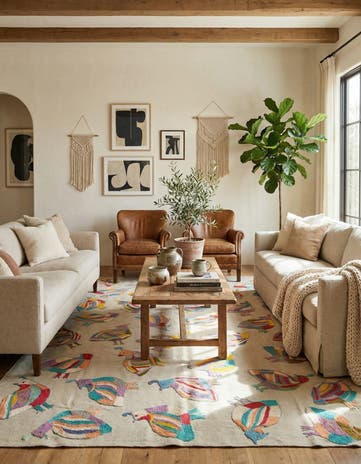 5' 4 x 7' 2 Hand Woven Kilim Suzani Wool Rug