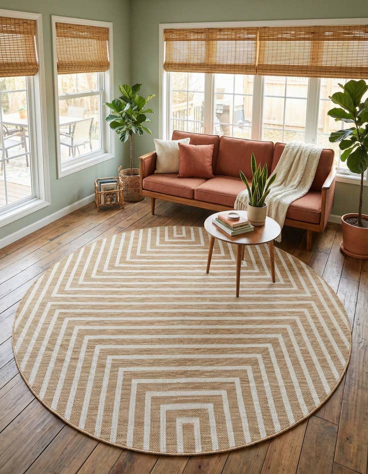 Detail image of 6' x 6' Easy-Clean Modern Indoor / Outdoor Round Rug