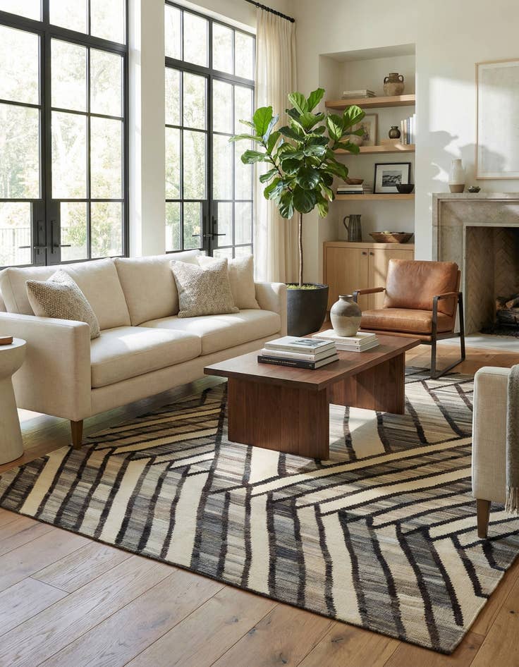 Detail image of 6' x 7' 7  Hand Woven Kilim Modern Wool Rug