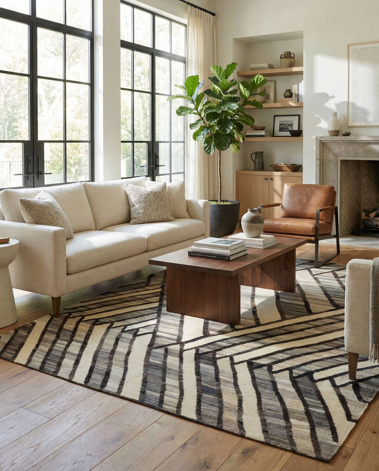6' x 7' 7 Hand Woven Kilim Modern Wool Rug