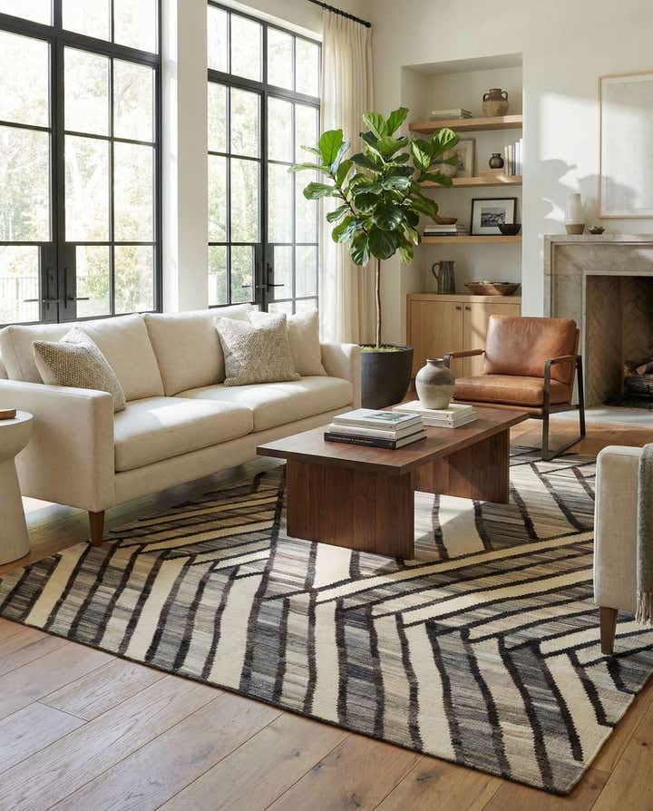 6' x 7' 7 Hand Woven Kilim Modern Wool Rug