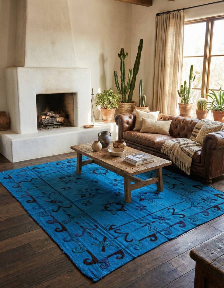 Detail image of 6' x 7' 3  Hand Woven Kilim Suzani Wool Square Rug