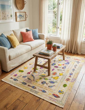 5' 7 x 7' 9 Hand Woven Kilim Suzani Wool Rug