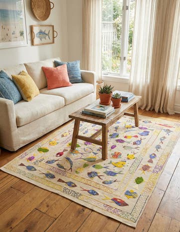 5' 7 x 7' 9 Hand Woven Kilim Suzani Wool Rug