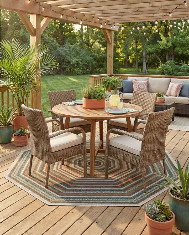 7' 10 x 7' 10 Easy-Clean Baja Indoor / Outdoor Octagon Rug