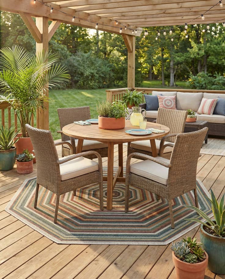 Detail image of 7' 10 x 7' 10 Easy-Clean Baja Indoor / Outdoor Octagon Rug