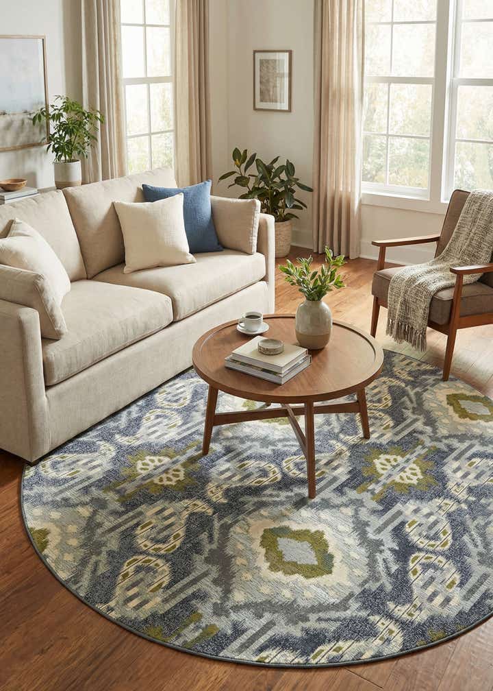 8' x 8' Easy-Clean Modern Indoor / Outdoor Round Rug
