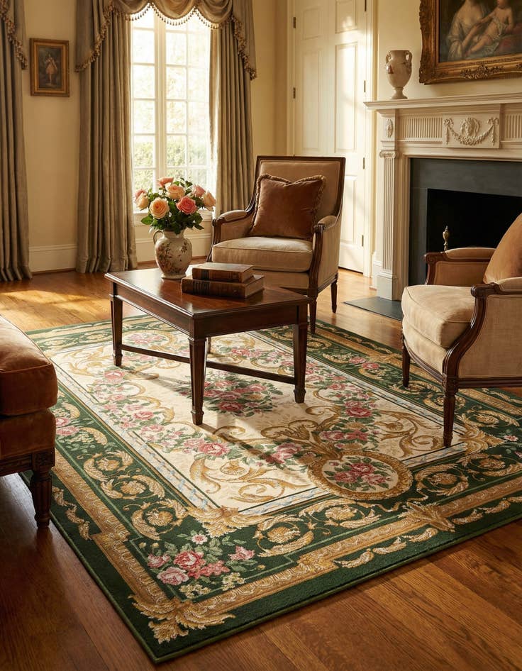 Detail image of  5' x 8'  Washable Traditional Indoor / Outdoor Rug