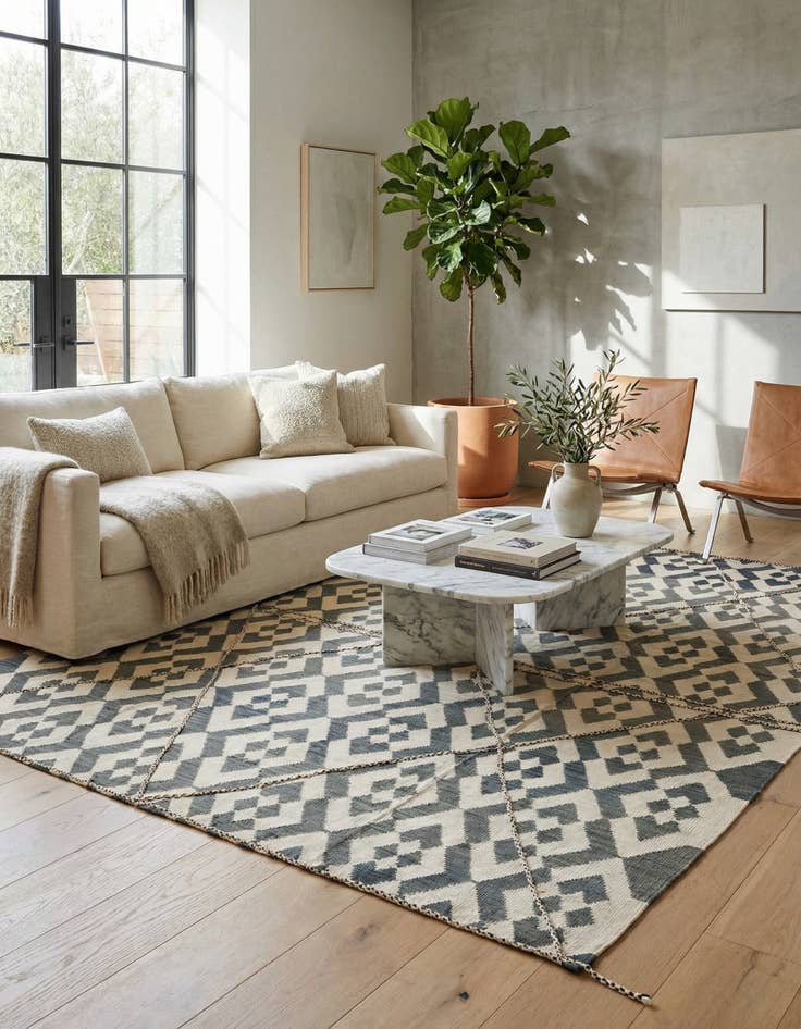 Detail image of 8' 8 x 9' 10  Hand Woven Kilim Modern Wool Rug