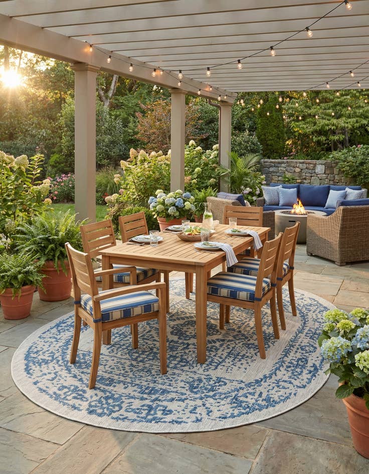 Detail image of 7' 10 x 10'  Washable Traditional Indoor / Outdoor Oval Rug