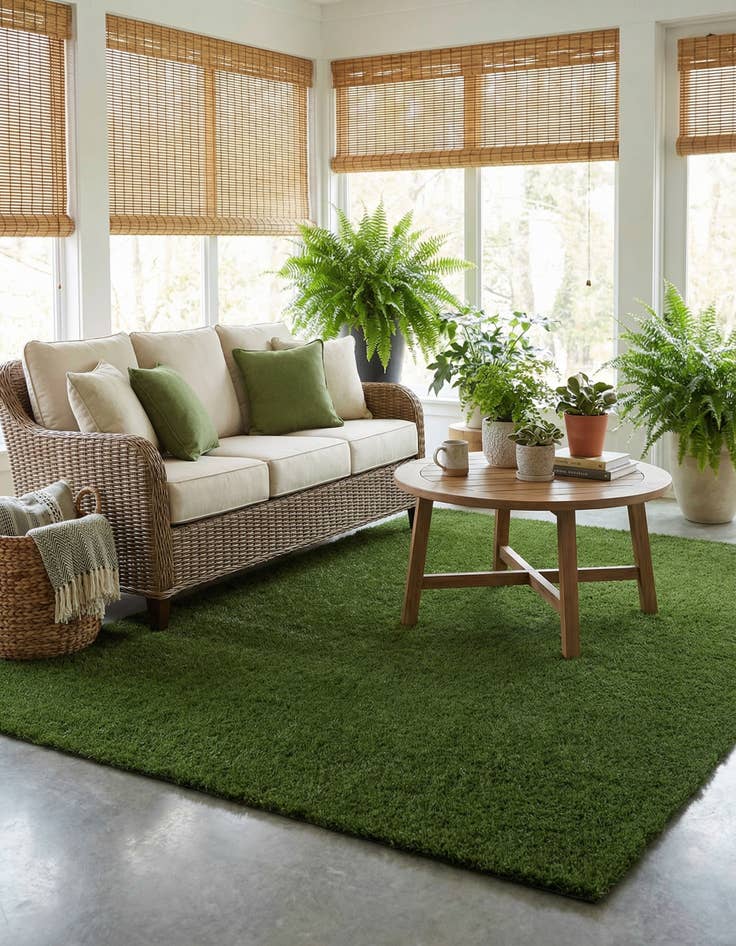 Detail image of 7' 10 x 11' Easy-Clean Grass Indoor / Outdoor Rug