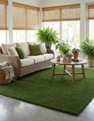 7' 10 x 11' Easy-Clean Grass Indoor / Outdoor Rug