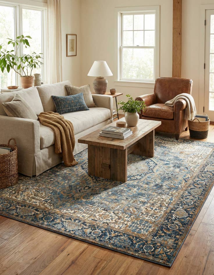 Detail image of  10' x 12'  Washable Traditional Indoor / Outdoor Rug
