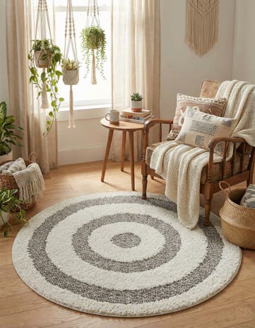 Gray Boho Round Rug