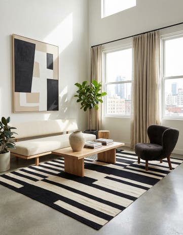 5' 1 x 6' 9 Hand Woven Kilim Modern Wool Rug