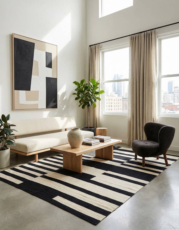 Detail image of 5' 1 x 6' 9  Hand Woven Kilim Modern Wool Rug