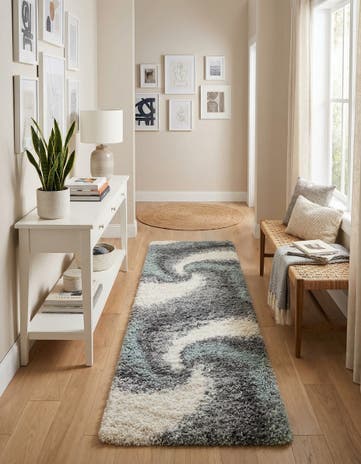 Sage Green Soft Touch Shag Runner Rug