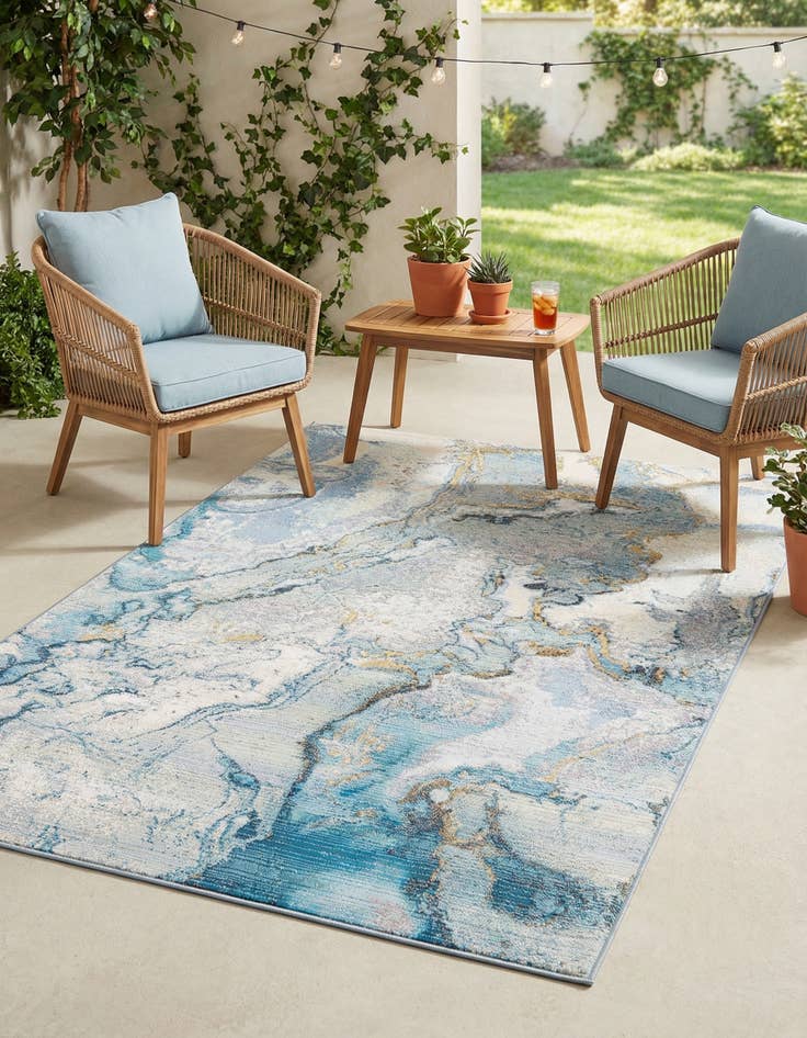 Detail image of 5' 3 x 8'  Washable Modern Indoor / Outdoor Rug