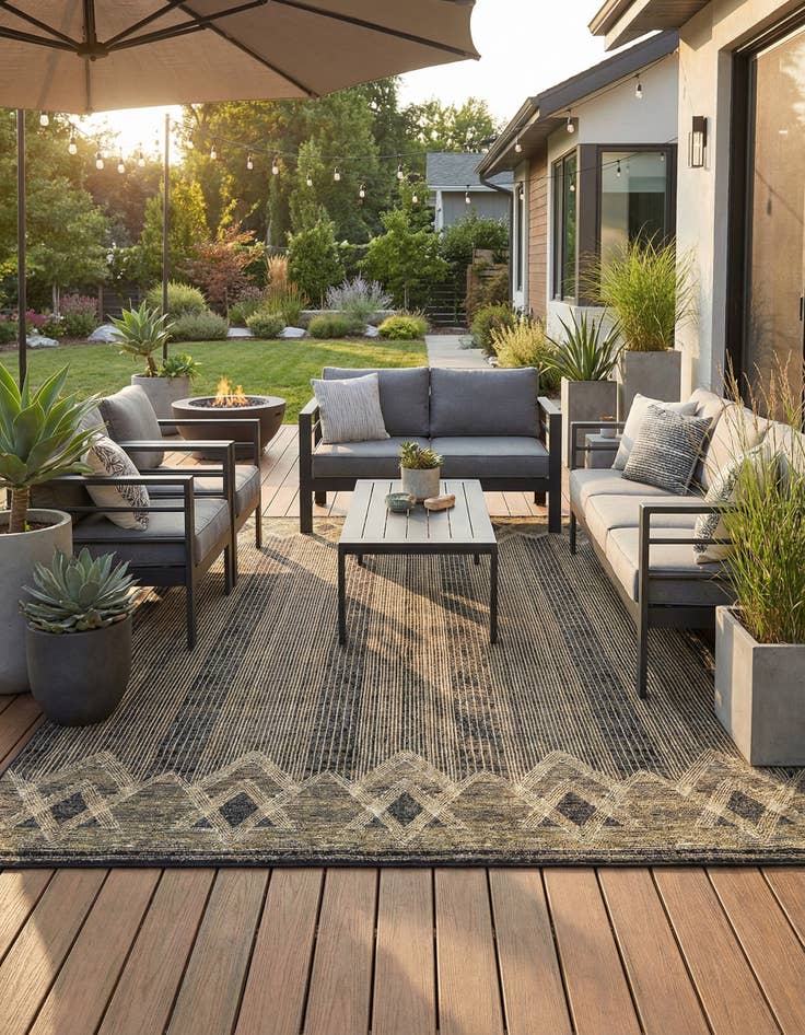 Detail image of 10' x 13'  Washable Modern Indoor / Outdoor Rug
