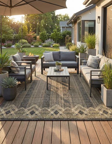 10' x 13' Easy-Clean Modern Indoor / Outdoor Rug