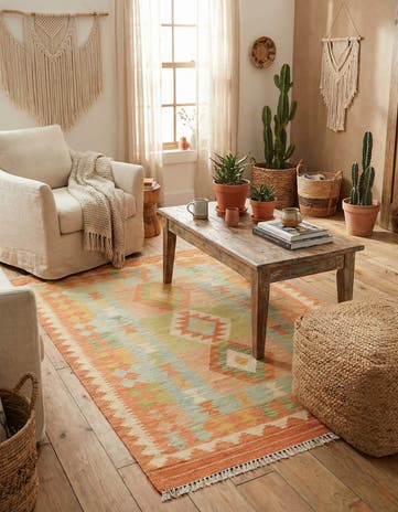 3' 2 x 5' Hand Woven Kilim Waziri Wool Rug