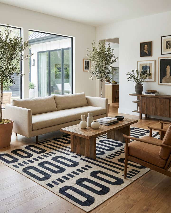 5' 9 x 7' 10 Hand Woven Kilim Modern Wool Rug