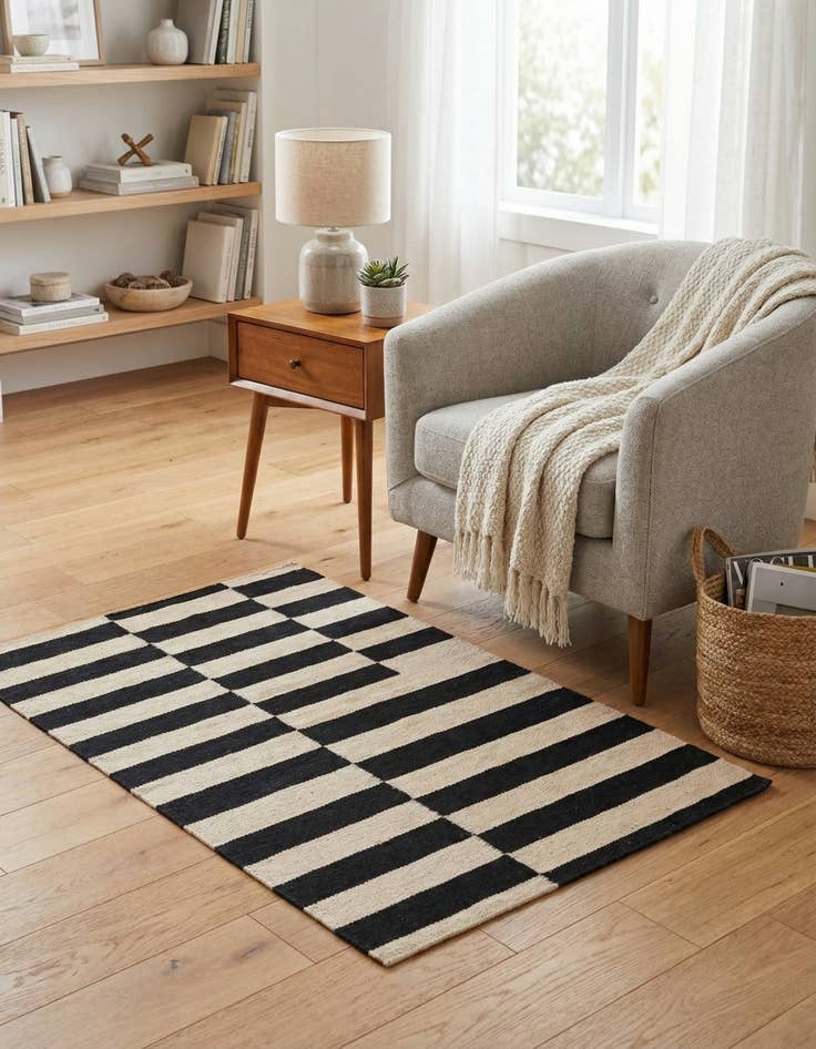 Detail image of 2' 7 x 3' 9  Hand Woven Kilim Modern Wool Rug