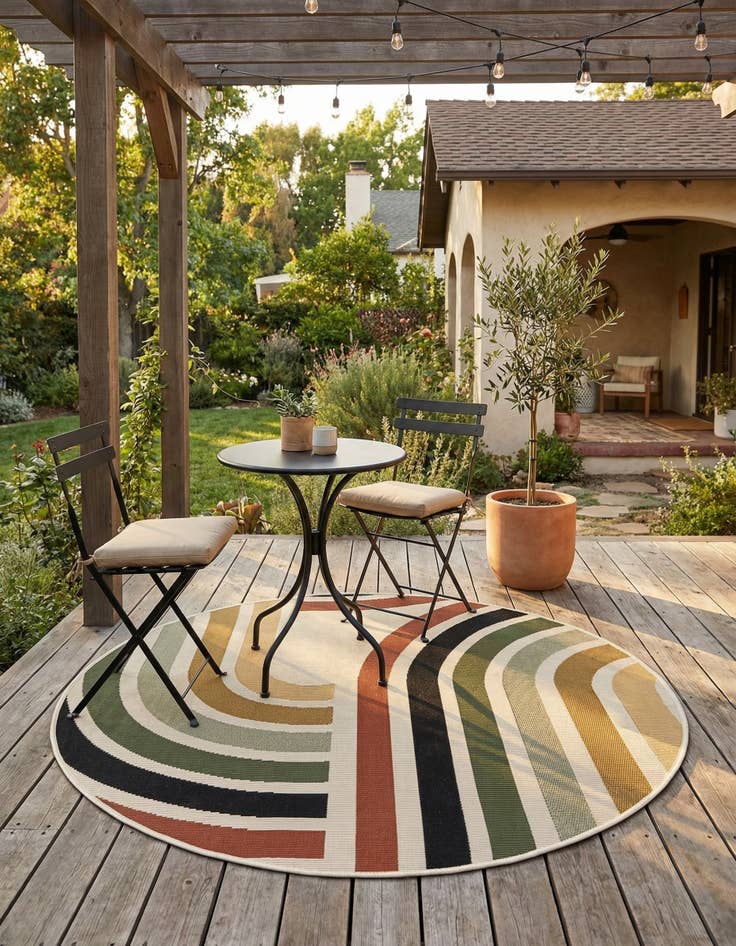 Detail image of 3' x 3'  Washable Modern Indoor / Outdoor Round Rug