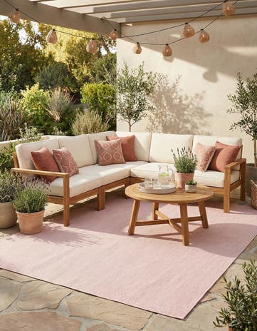 Whisper Pink Easy-Clean Solid Indoor / Outdoor Rug