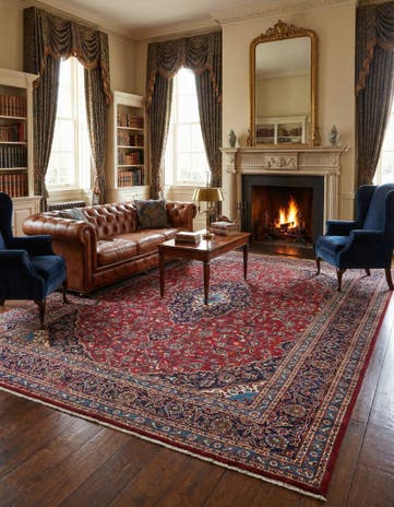 9' 7 x 12' 6 Hand Knotted Mashad Persian Wool Rug