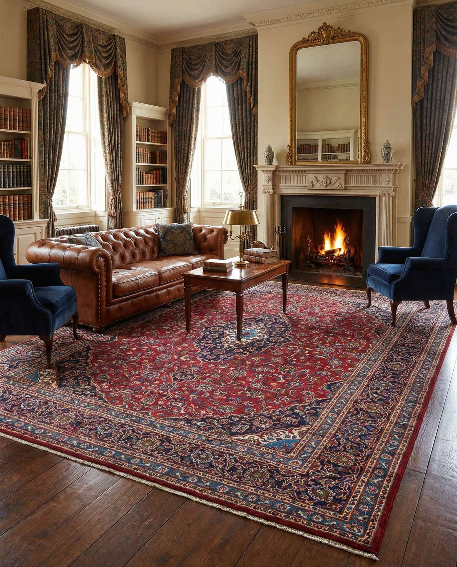 9' 7 x 12' 6 Hand Knotted Mashad Persian Wool Rug