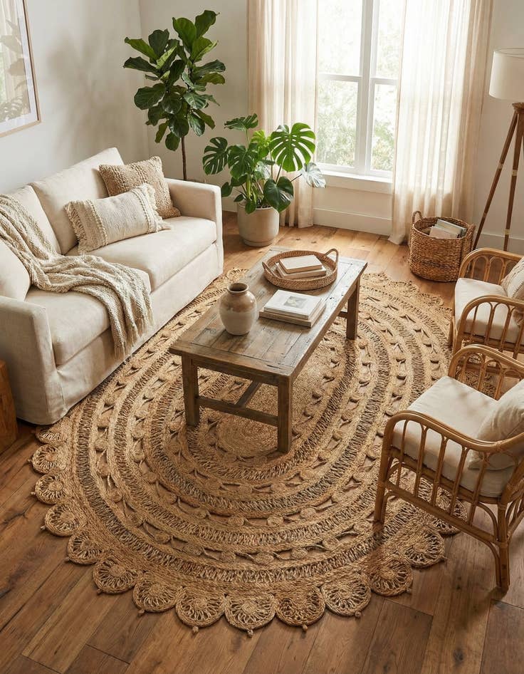Detail image of 7' 10 x 10' Handmade Braided Jute Oval Rug
