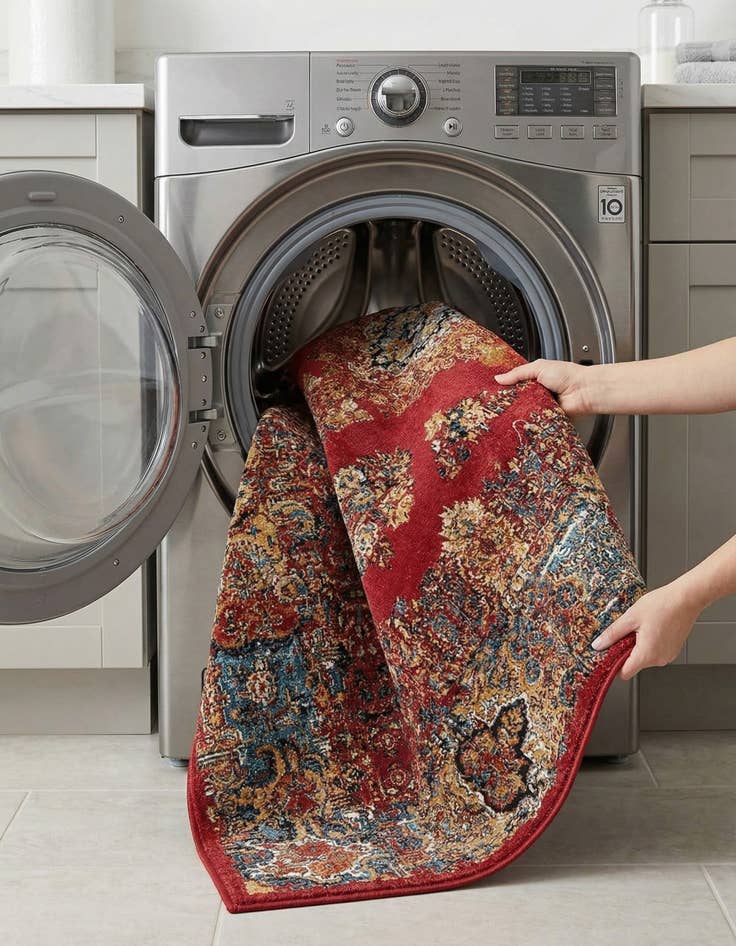 Detail image of  7' 10 x 10'  Washable Traditional Indoor / Outdoor Rug