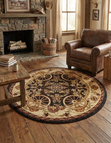 Black Pioneer Round Rug