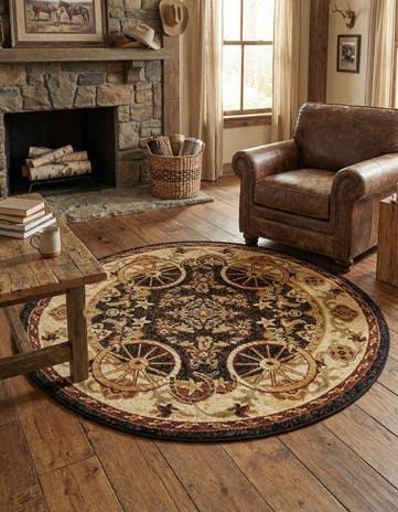 Black Pioneer Round Rug