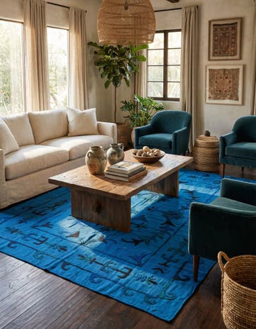 5' 4 x 7' 6 Hand Woven Kilim Suzani Wool Rug