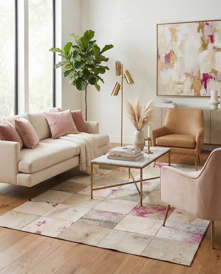 4' 10 x 7' 9 Cowhide Leather Rug