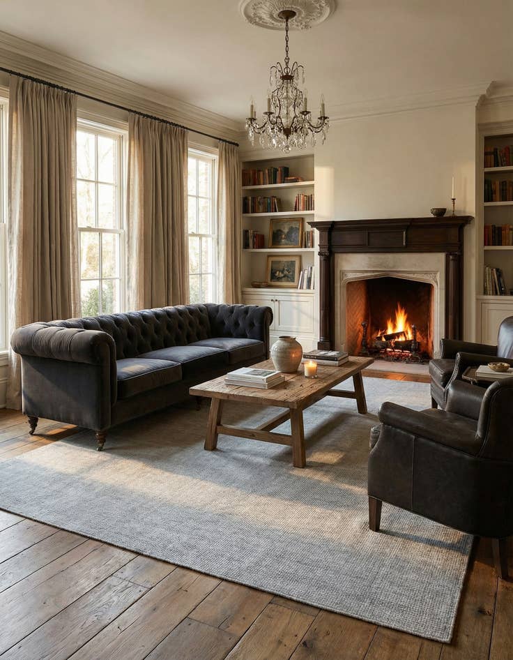 Detail image of 7' 10 x 10'  Hand Woven Jill Zarin English Manor Farmhouse Wool Rug