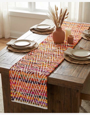 1' 2 x 4' 1 Hand Woven Chindi Chevron Table Runner Rug
