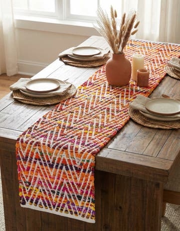 1' 2 x 4' 1 Hand Woven Chindi Chevron Table Runner Rug
