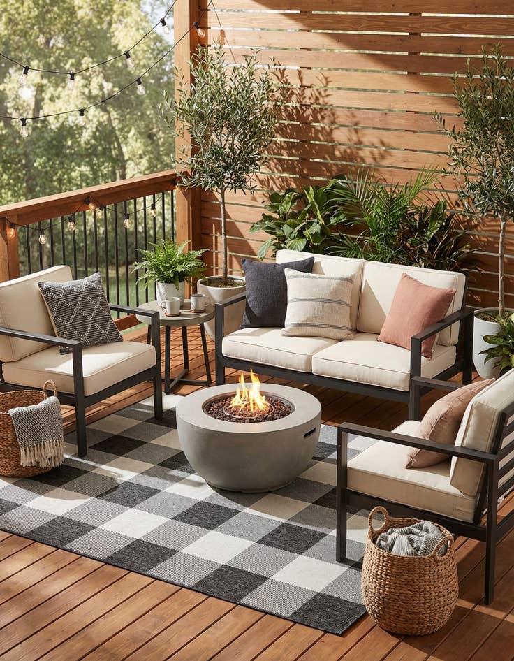 Detail image of  6' x 9'  Washable Checkered Indoor / Outdoor Rug